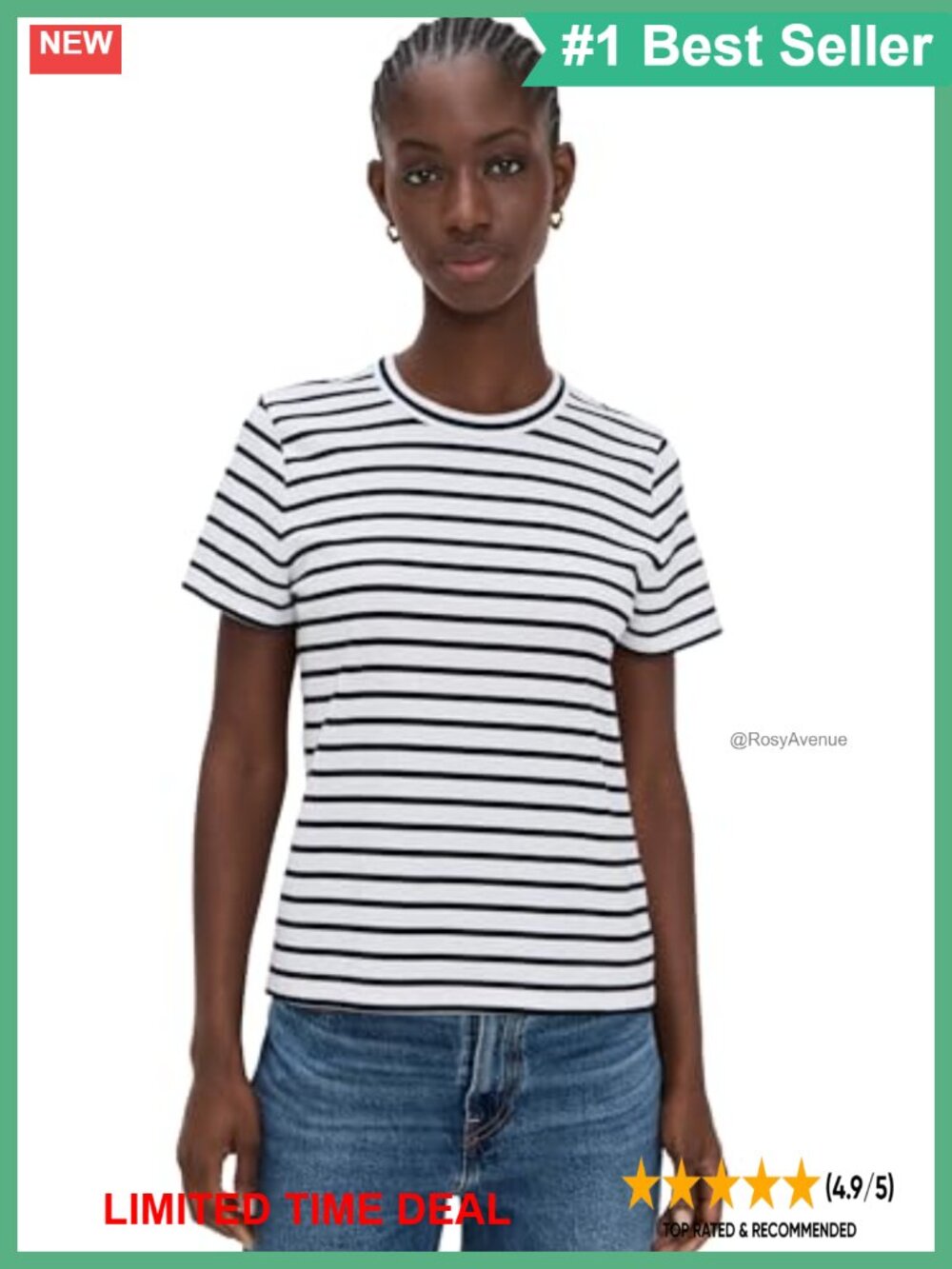 Madewell Perfect Crewneck Tee Striped Jersey Short Sleeve T-Shirt